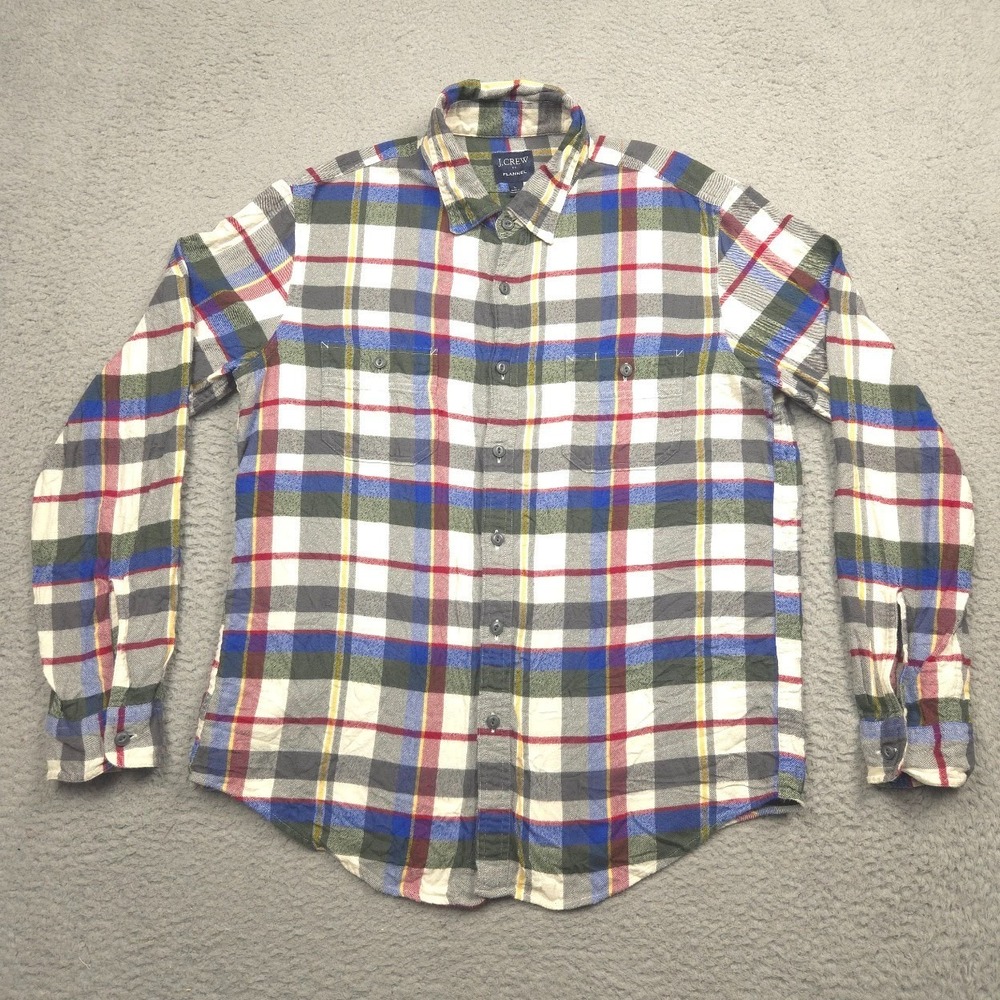 J.Crew Flannel Shirt Men L 100% Cotton Plaid Long Sleeve Button Down